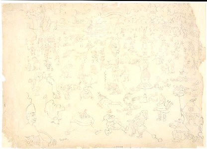 Clownish figures on a beach, drawing by James Ensor, , Prints Department, Royal Library of Belgium, S. V 88420