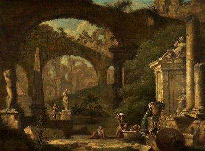 Clérisseau, Capriccio with Classical Ruins, n.d., The Whitworth, University of Manchester. Free illustration for personal and commercial use.