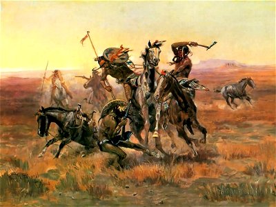 CM Russell When Blackfoot And Sioux Meet. Free illustration for personal and commercial use.