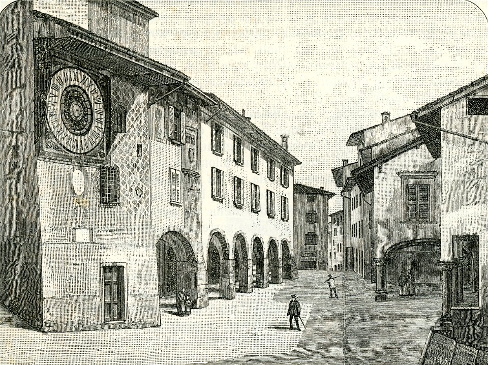Clusone palazzo municipale xilografia di Barberis