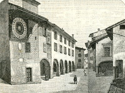 Clusone palazzo municipale xilografia di Barberis