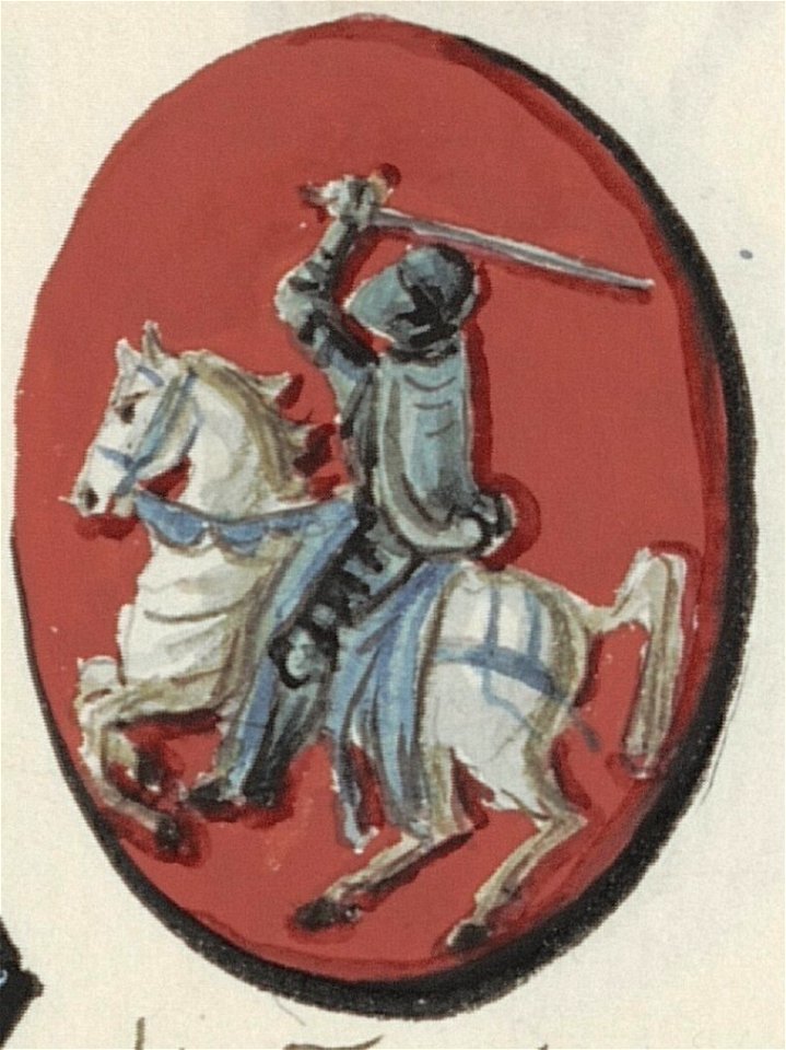 Coat of arms of the City of Trakai with Vytis (Waikymas), painted in 1875