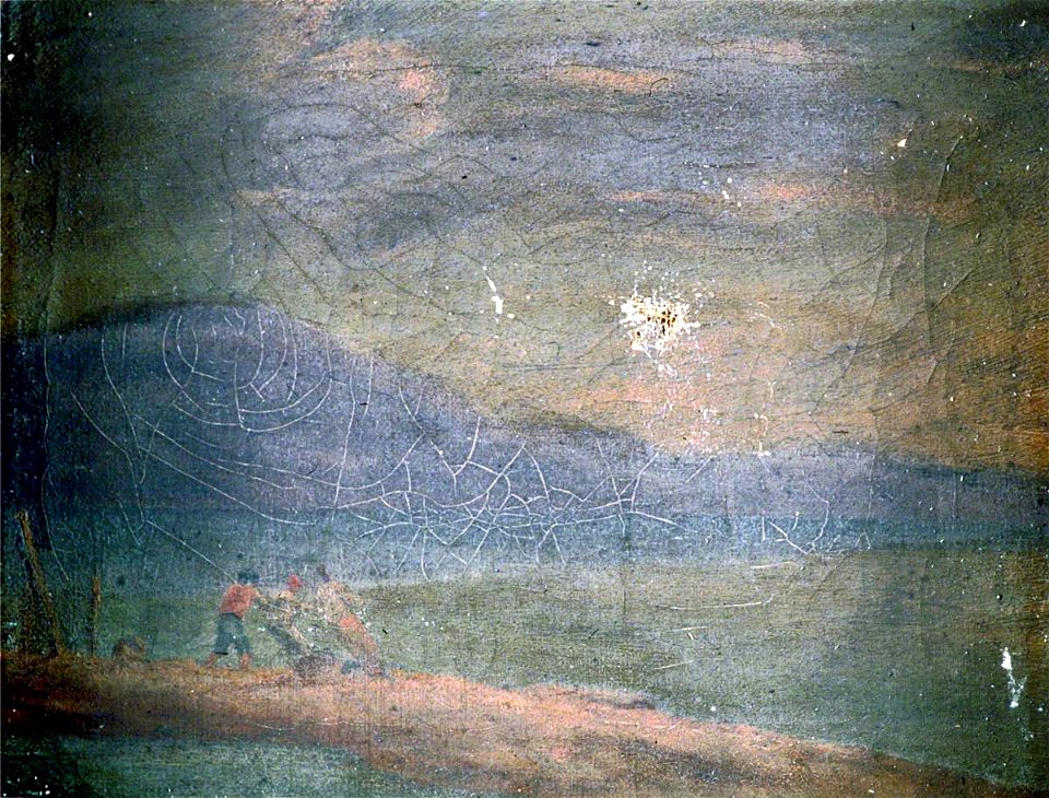 Coastal Scene with Three Figures Fishing (gcf02076)