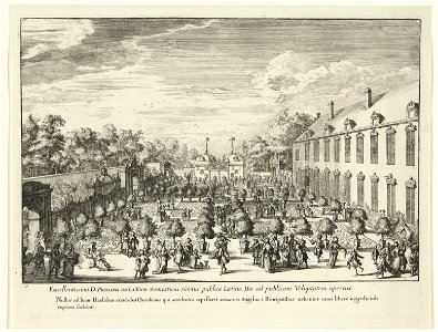 Bezoekers van de paleistuin in Brussel, 1686, Romeyn de Hooghe, 1686 - 1687