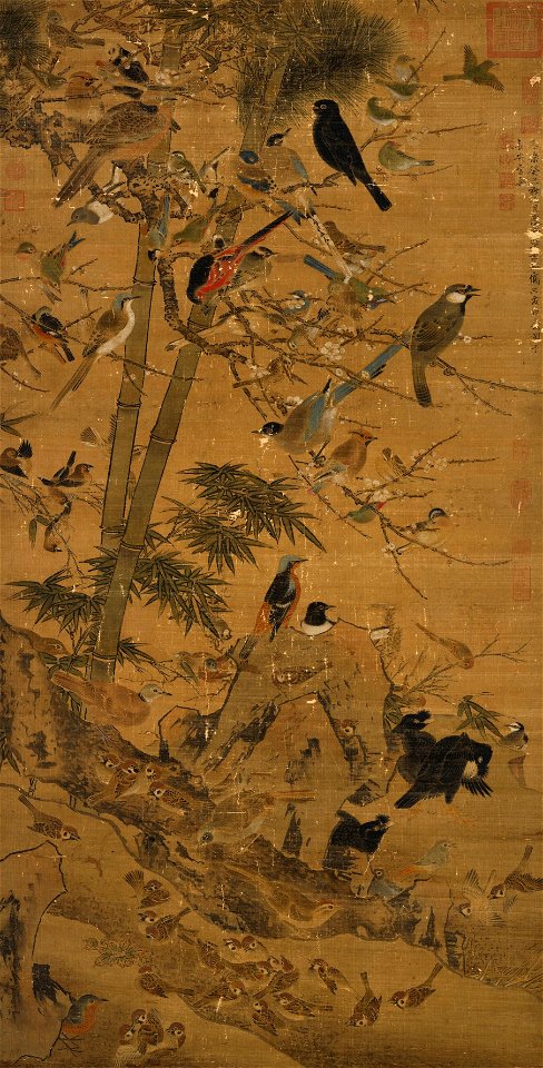 Bian Wenjin, Three Friends and a Hundred Birds