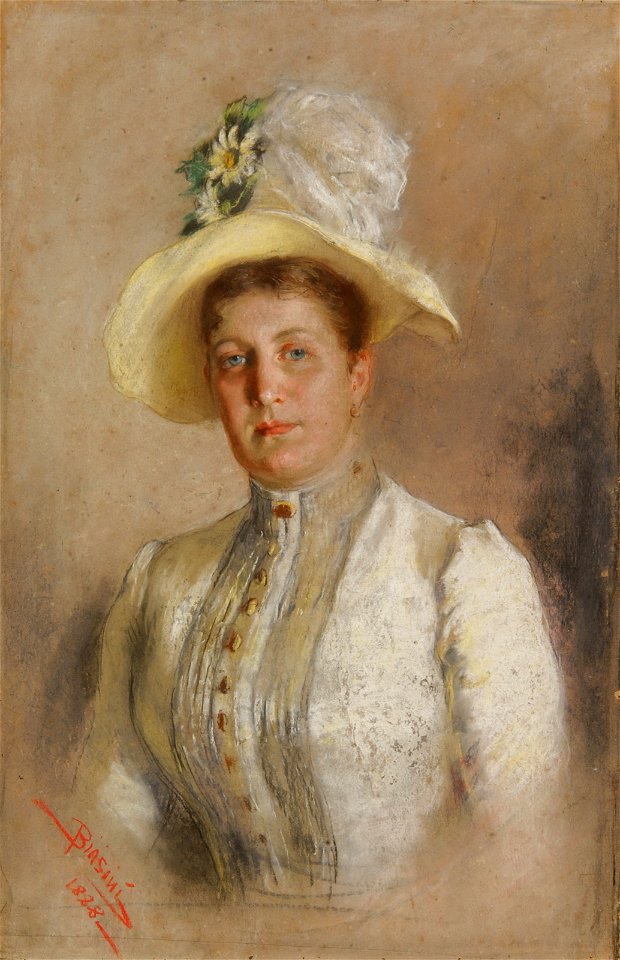 Biasini - Doprsni portret dame z rumenim pokrivalom