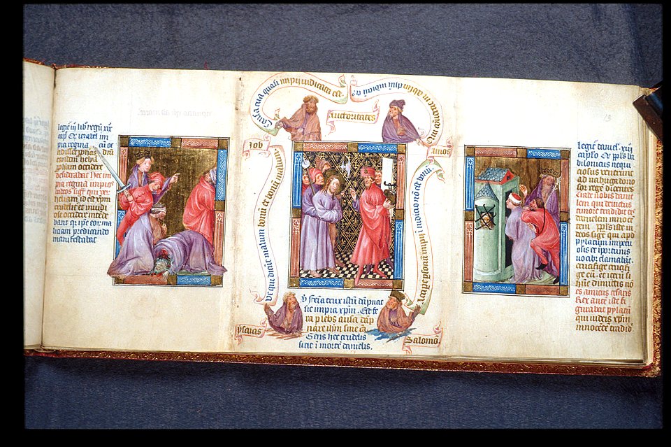 Biblia Pauperum - British Library manuscript King's 5 - Folio 13 - Christ before Pilate