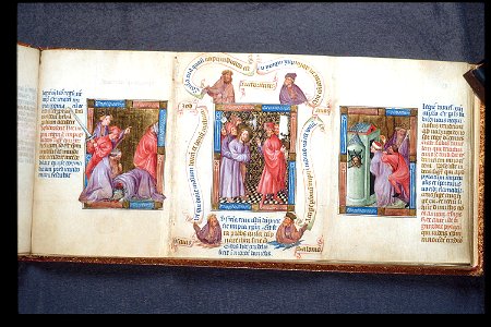Biblia Pauperum - British Library manuscript King's 5 - Folio 13 - Christ before Pilate