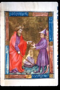 Biblia Pauperum - British Library manuscript King's 5 - Folio 18 - Moses