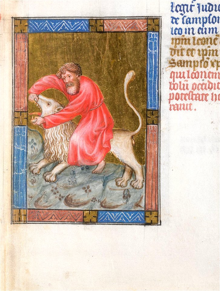 Biblia Pauperum - British Library manuscript King's 5 - Folio 21 - Samson