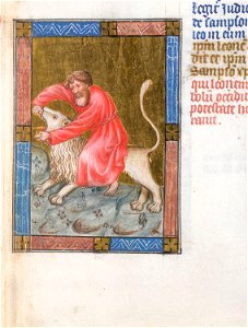 Biblia Pauperum - British Library manuscript King's 5 - Folio 21 - Samson