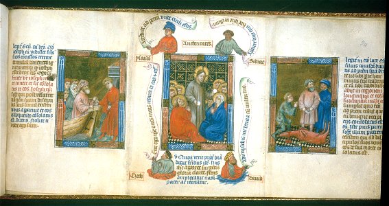 Biblia Pauperum - British Library manuscript King's 5 - Folio 24 - Appearance to the disciples
