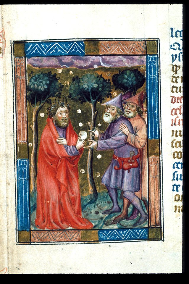 Biblia Pauperum - British Library manuscript King's 5 - Folio 10 - Manna