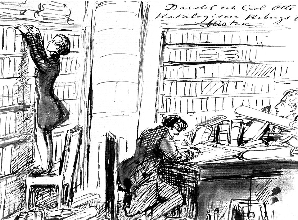 Biblioteksinteriör. Fritz von Dardel - Nordiska Museet - NMA.0035872