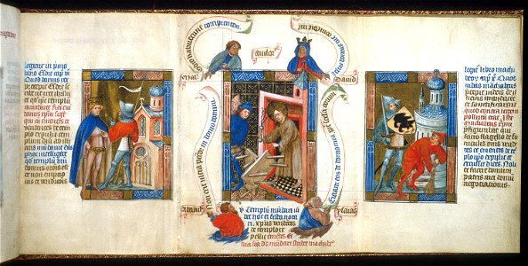 Biblia Pauperum - British Library manuscript King's 5 - Folio 7 - Expulsion of the Traders