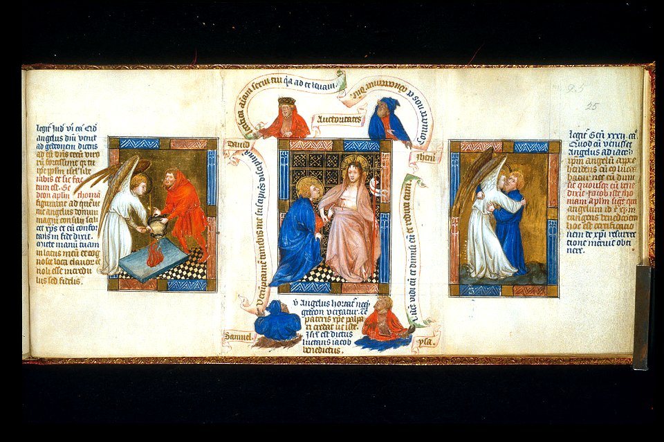 Biblia Pauperum - British Library manuscript King's 5 - Folio 25 - Incredulity of Thomas