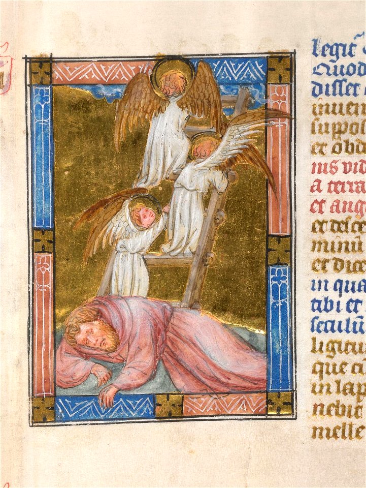 Biblia Pauperum - British Library manuscript King's 5 - Folio 30 - Jacob's ladder