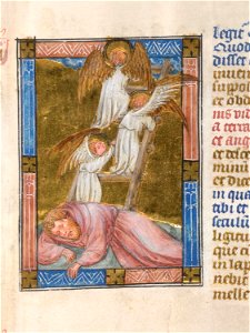 Biblia Pauperum - British Library manuscript King's 5 - Folio 30 - Jacob's ladder
