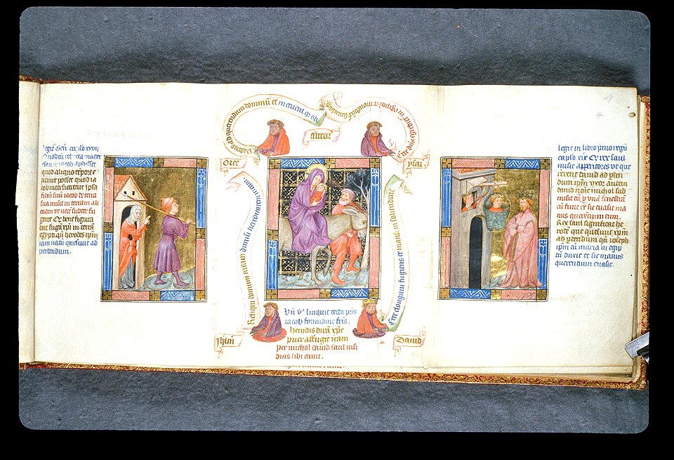 Biblia Pauperum - British Library manuscript King's 5 - Folio 4 - Flight into Egypt