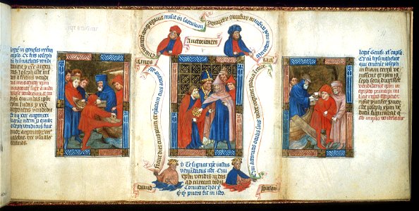 Biblia Pauperum - British Library manuscript King's 5 - Folio 11 - Selling of Christ