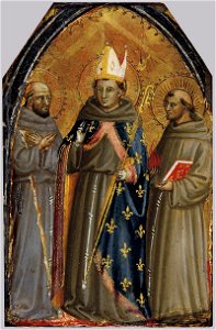 Bicci di Lorenzo - Sts Francis of Assisi, Louis of Toulouse and Anthony of Padua - WGA02161. Free illustration for personal and commercial use.