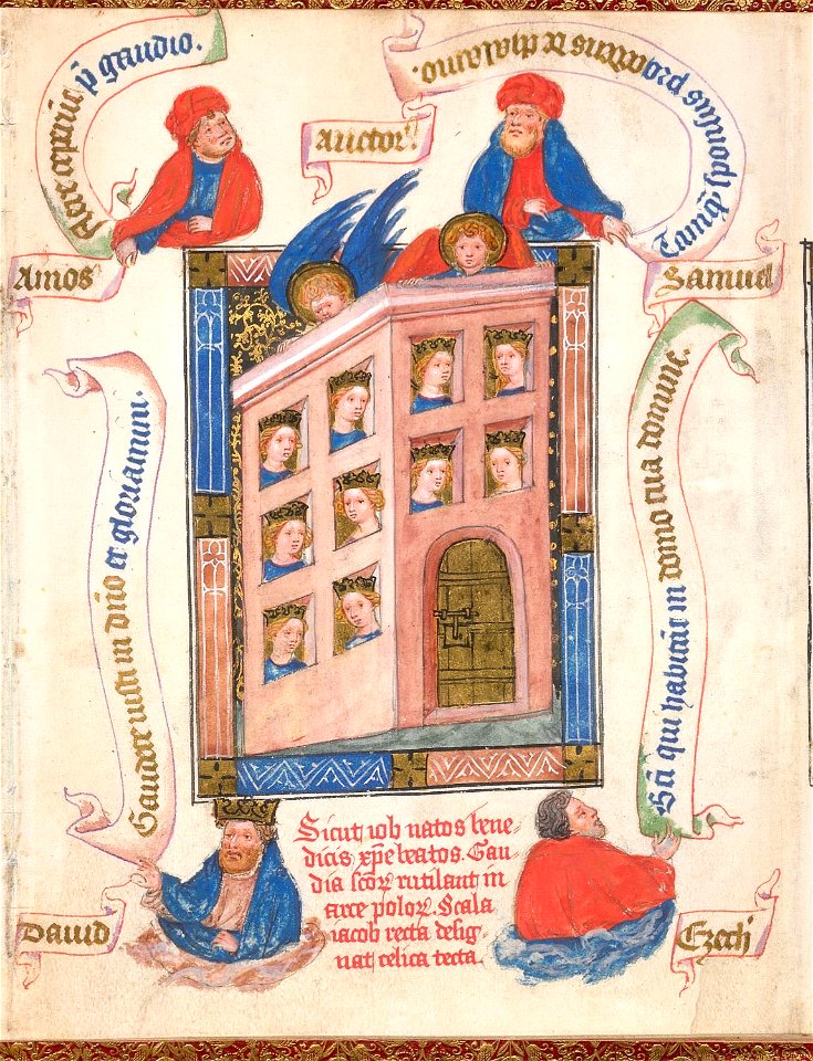 Biblia Pauperum - British Library manuscript King's 5 - Folio 30 - Joys of the Blessed