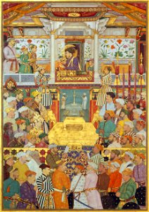 Bichitr - Padshahnama plate 10 - Shah-Jahan receives his three eldest sons and Asaf Khan during his accession ... - Google Art Project