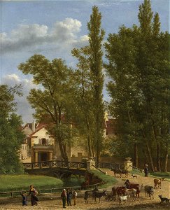 Jean-Joseph-Xavier Bidauld - Villageois et les animaux dans un paysage à côté d'un pont