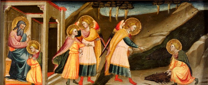 Bicci di Lorenzo - Szenen aus der Geschichte des Tobias (Tobias nimmt Abschied von seinem Vater, Tobias und der Erzenge - GG 6703 - Kunsthistorisches Museum