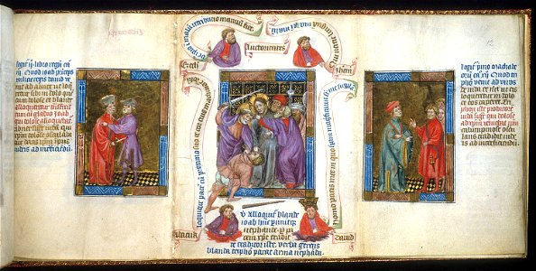 Biblia Pauperum - British Library manuscript King's 5 - Folio 12 - Betrayal