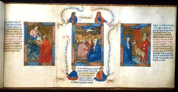 Biblia Pauperum - British Library manuscript King's 5 - Folio 27 - Pentecost