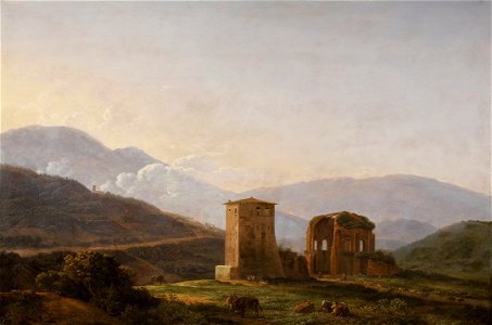 Jean-Joseph-Xavier Bidauld - Vue d'Italie avec des ruines et un troupeau