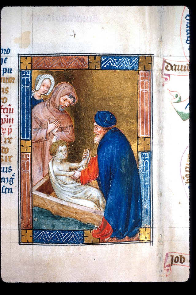 Biblia Pauperum - British Library manuscript King's 5 - Folio 8 - Resurrection of a boy