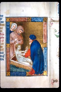 Biblia Pauperum - British Library manuscript King's 5 - Folio 8 - Resurrection of a boy