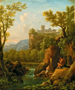 Jean-Joseph-Xavier Bidauld - Paysage avec Pan jouant de la flûte pour une nymphe (1827)