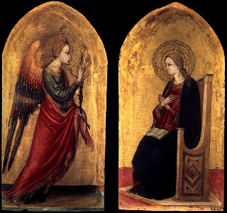 Bicci di Lorenzo - The Angel and the Virgin of Annunciation - WGA2151. Free illustration for personal and commercial use.