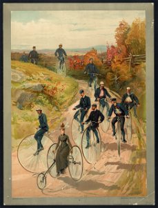 Bicycling - Hy Sandham ; aquarelle print by L. Prang & Co. LCCN94508307