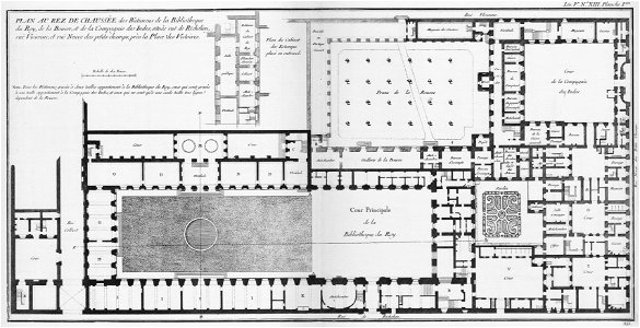 Bibliothèque du Roi - Plan du rez-de-chaussée - Architecture françoise Tome3 Livre5 Ch13 Pl1