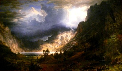 Bierstadt A Storm in the Rocky Mountains, Mt Rosalie. Free illustration for personal and commercial use.