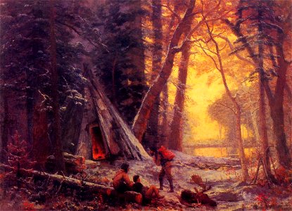 Bierstadt Albert Moose Hunters- Camp. Free illustration for personal and commercial use.