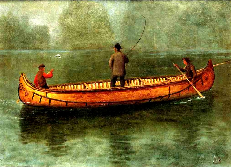 Bierstadt Albert Fishing from a Canoe