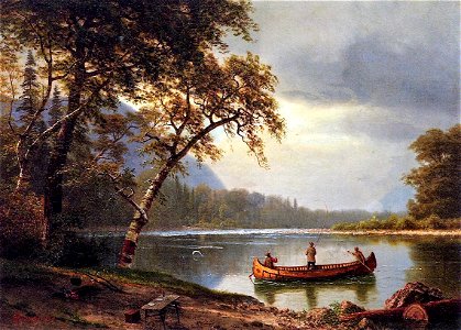 Bierstadt Albert Salmon Fishing on the Cascapediac River. Free illustration for personal and commercial use.