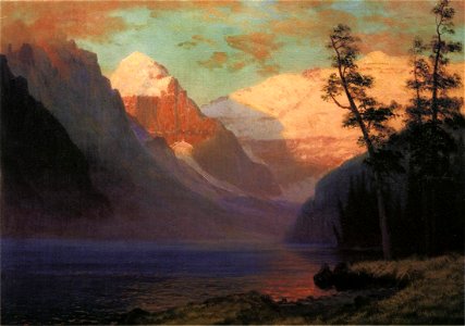 Bierstadt Albert Evening Glow Lake Louise