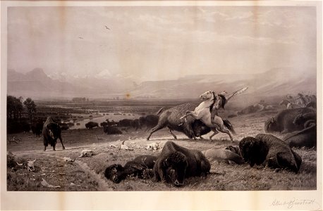 Albert Bierstadt - The Last of the Buffalo (photogravure). Free illustration for personal and commercial use.