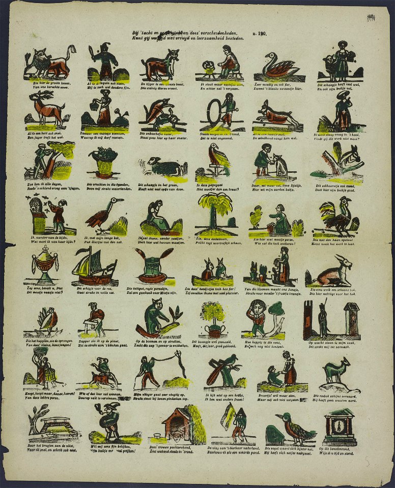 Bij 't acht en veertigtal van deez' verscheidenheden, Kunt gij uw tijd met vreugd en leerzaamheid besteden-Catchpenny print-Borms 0622