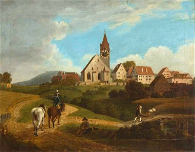 Bilderuhr Dorf mit Kirche