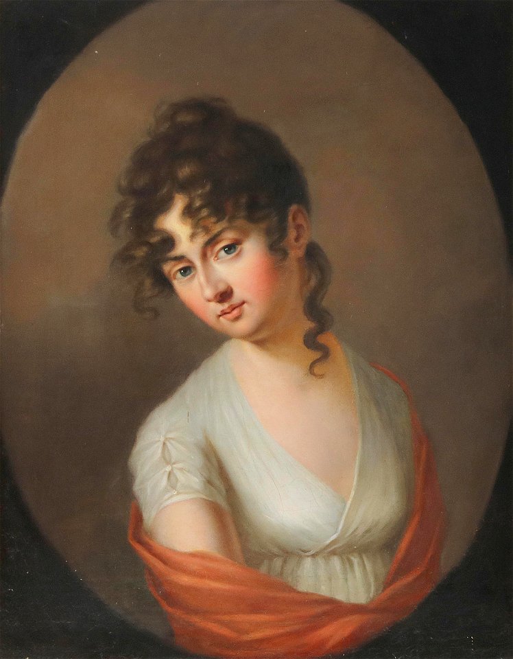 Bildnis einer jungen Dame mit rotem Schultertuch