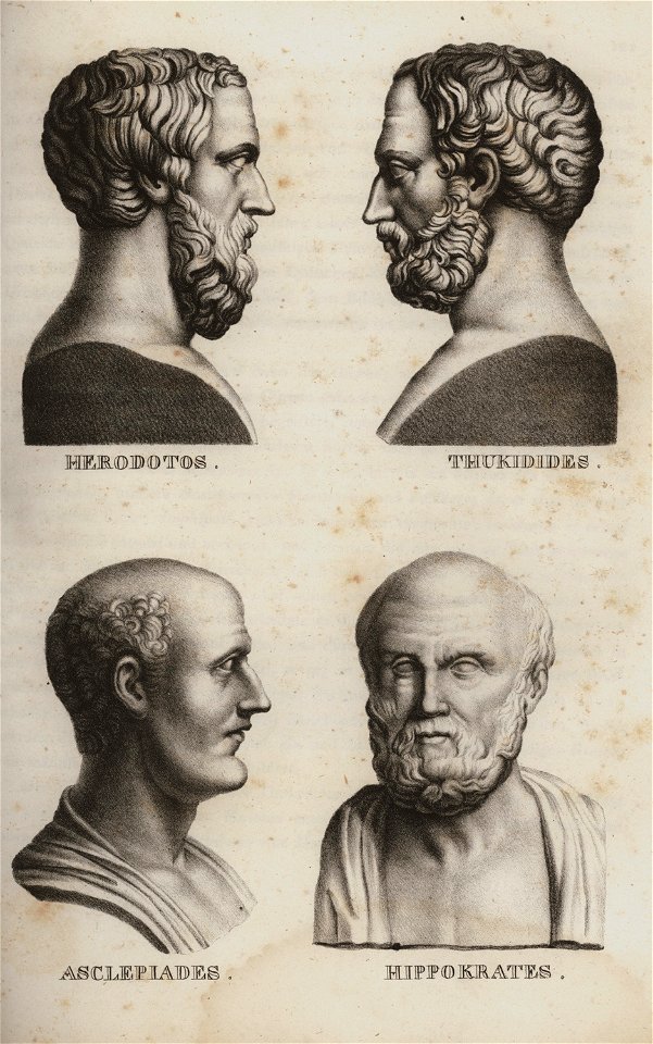 Bildnisse- Herodotos, Thukidides, Asclepiades, Hippokrates - Horner Johann Jakob - 1840