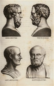 Bildnisse- Herodotos, Thukidides, Asclepiades, Hippokrates - Horner Johann Jakob - 1840