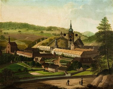 Bilderuhr mit Ansicht von Heiligenkreuz